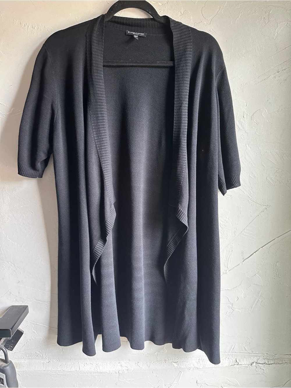 Eileen Fisher Silk Blend Cardigan 2X Black Longline Duster Minimalist Lagenlook
